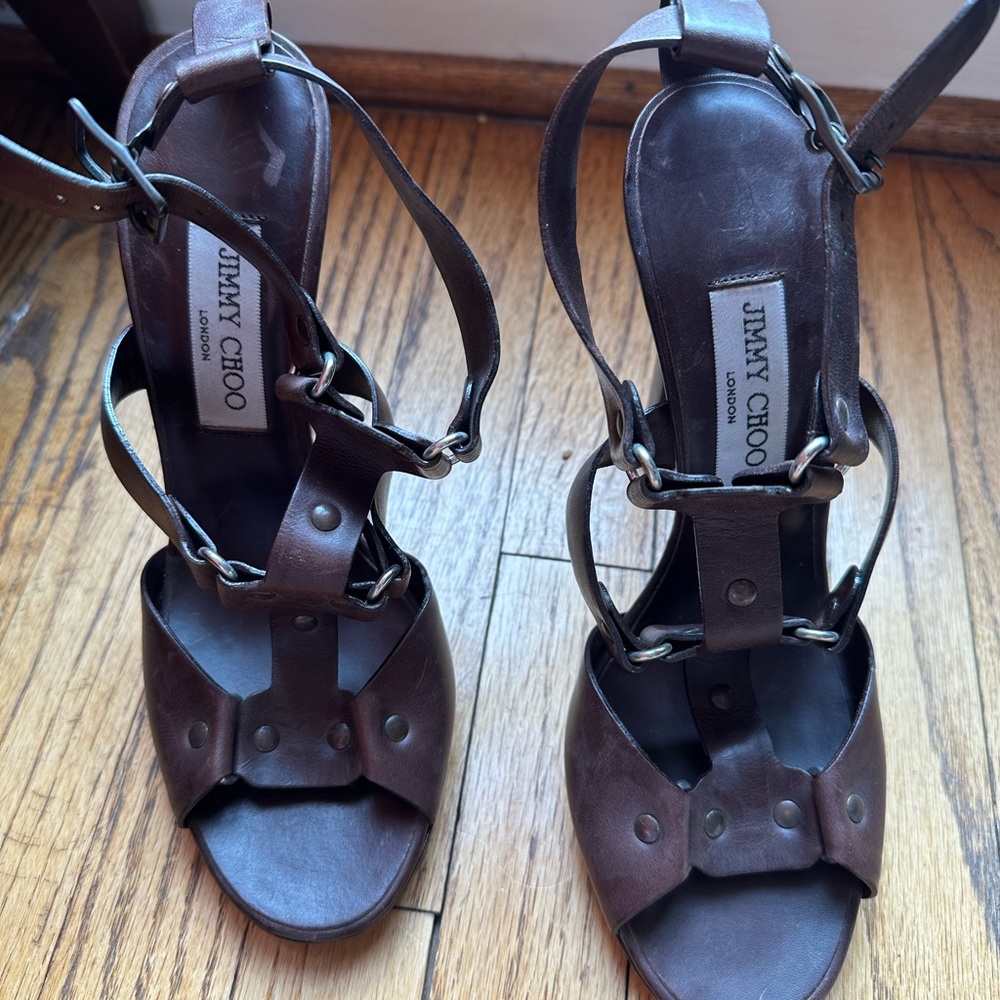Jimmy Choo (never worn) brown platform shoes
